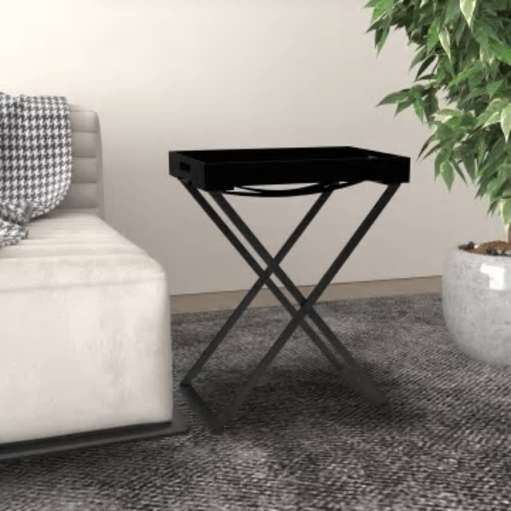vidaXL Folding Table Accent Foldable End Table with Iron Frame Gold and MDF-4