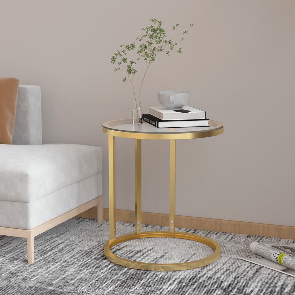 vidaXL Side Table Accent Round Coffee Table Furniture Marble Tempered Glass-16