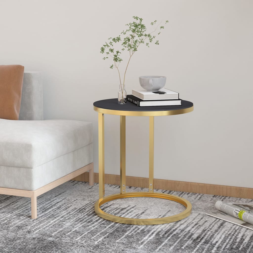 vidaXL Side Table Accent Round Coffee Table Furniture Marble Tempered Glass-8
