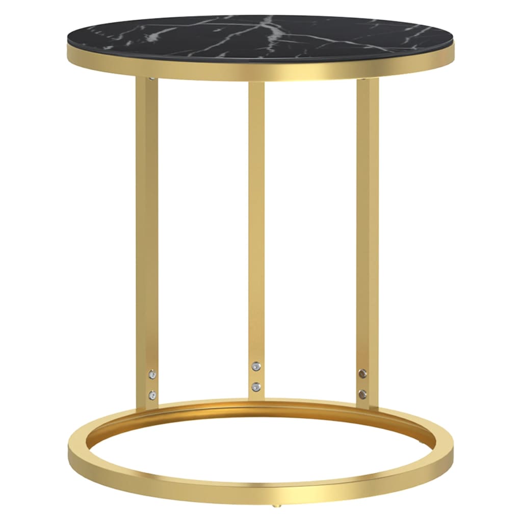 vidaXL Side Table Accent Round Coffee Table Furniture Marble Tempered Glass-23