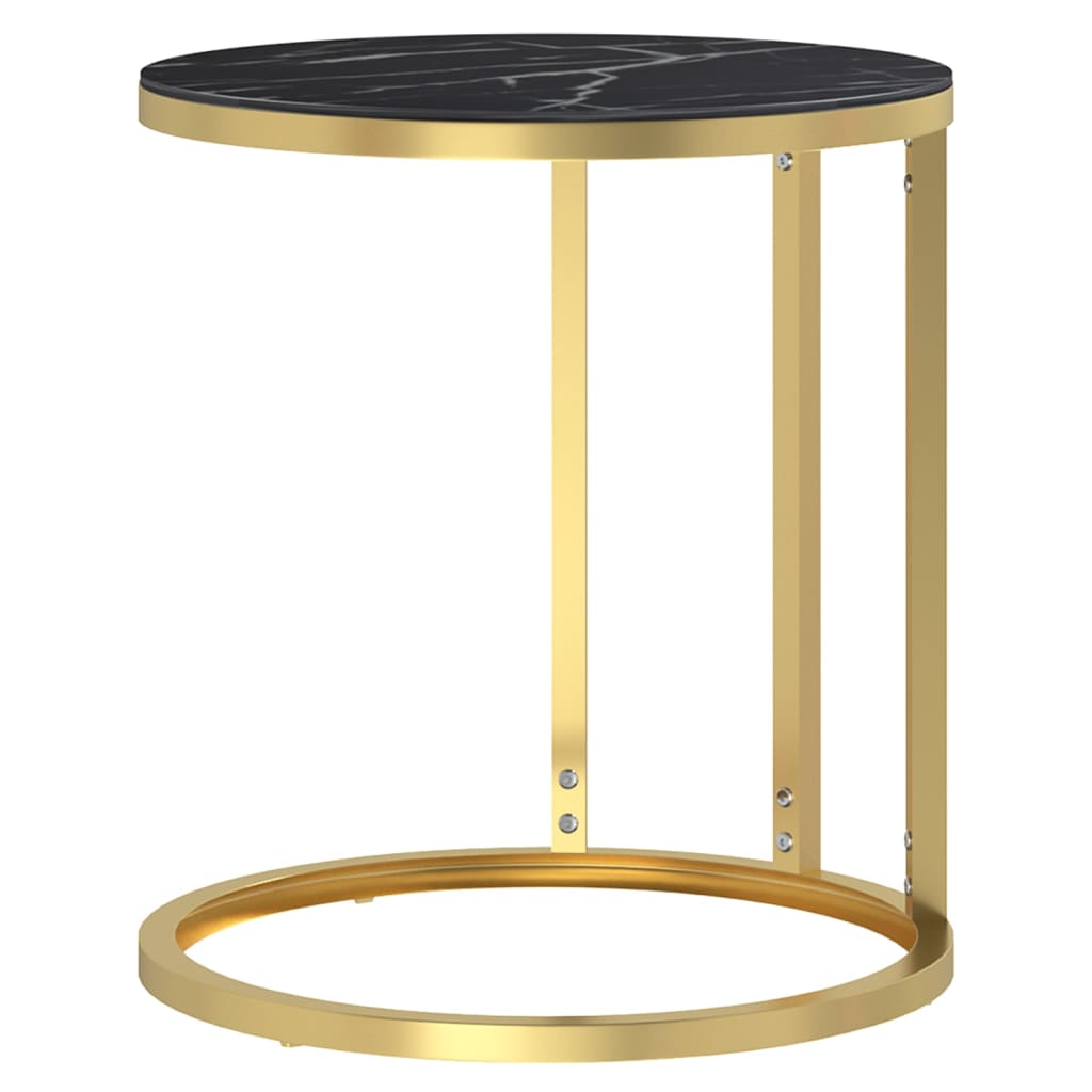 vidaXL Side Table Accent Round Coffee Table Furniture Marble Tempered Glass-27