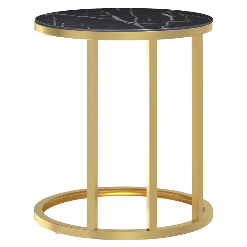 vidaXL Side Table Accent Round Coffee Table Furniture Marble Tempered Glass-1