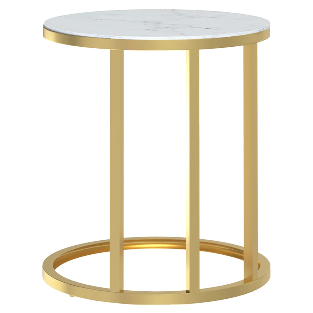 vidaXL Side Table Accent Round Coffee Table Furniture Marble Tempered Glass-12