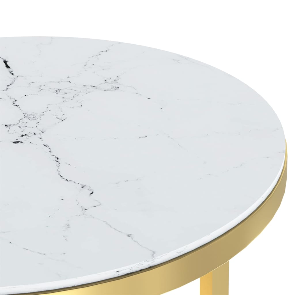 vidaXL Side Table Accent Round Coffee Table Furniture Marble Tempered Glass-18