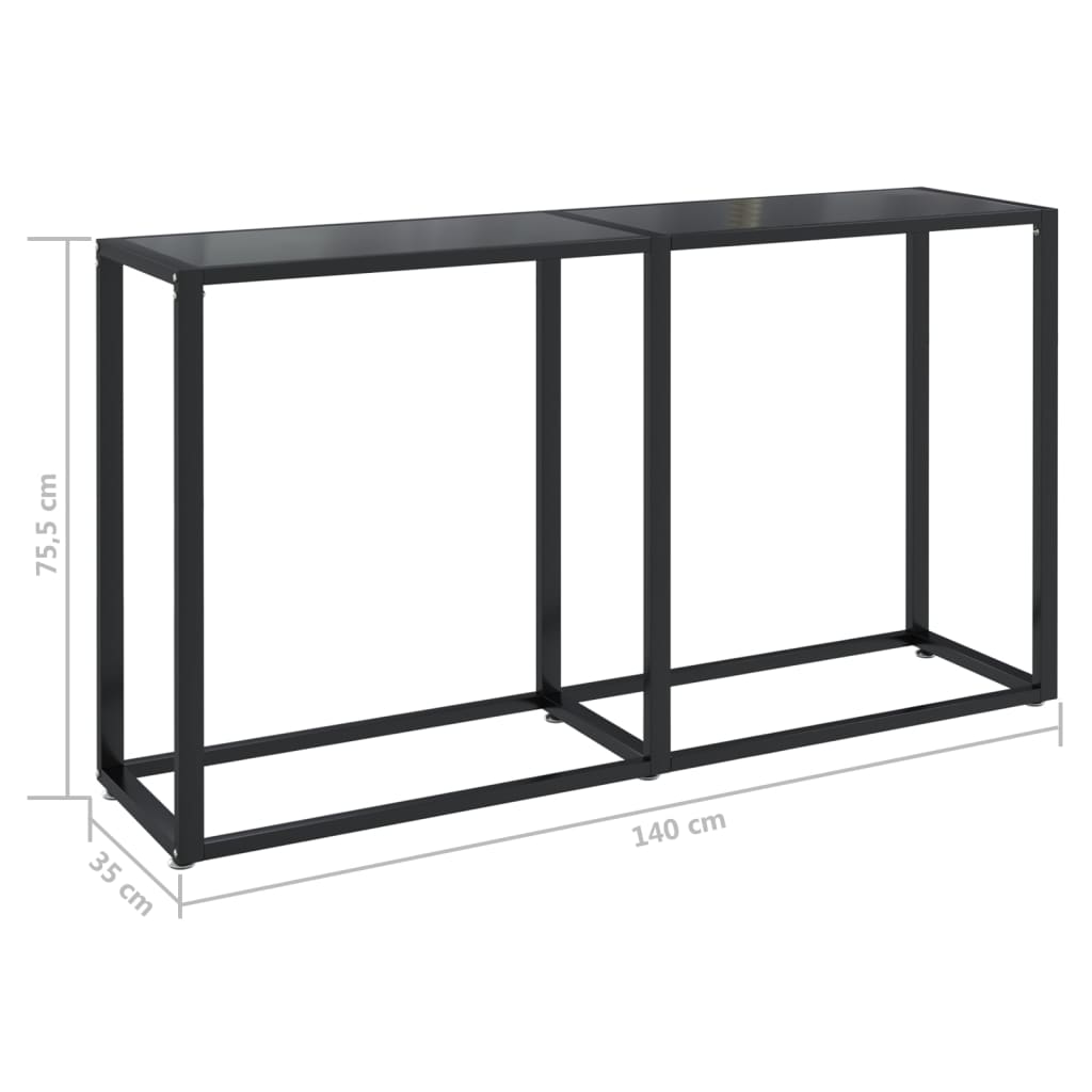 vidaXL Console Table Accent Side Table with Steel Frame Black Tempered Glass-14