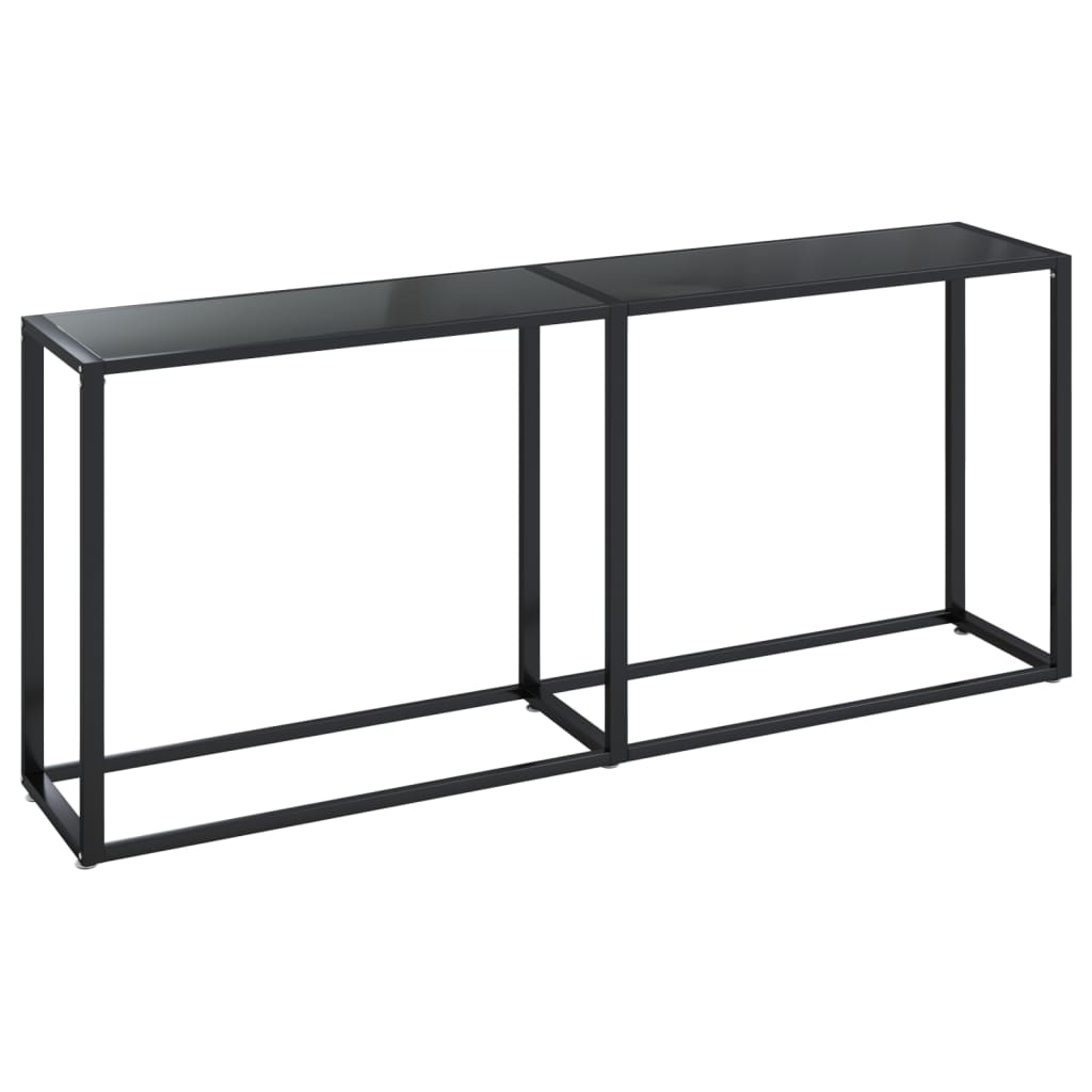 vidaXL Console Table Accent Side Table with Steel Frame Black Tempered Glass-31