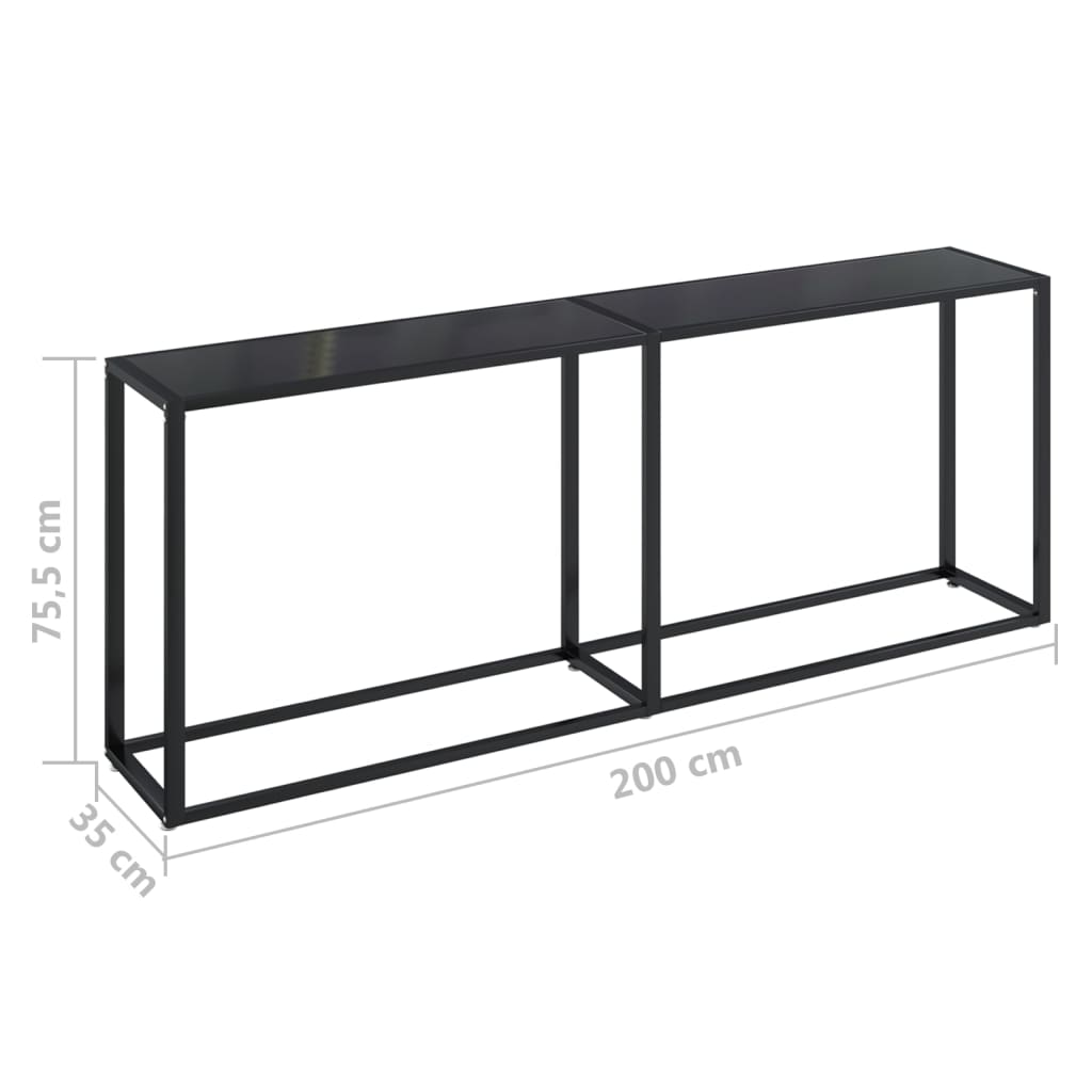 vidaXL Console Table Accent Side Table with Steel Frame Black Tempered Glass-29