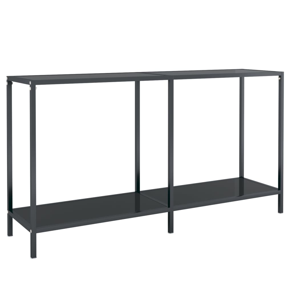 vidaXL Console Table Accent Side Table with Steel Frame Black Tempered Glass-30