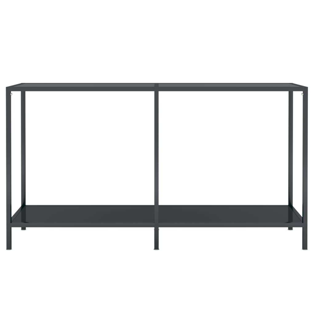 vidaXL Console Table Accent Side Table with Steel Frame Black Tempered Glass-2