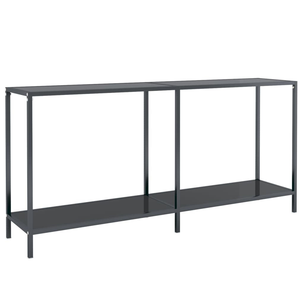 vidaXL Console Table Accent Side Table with Steel Frame Black Tempered Glass-4