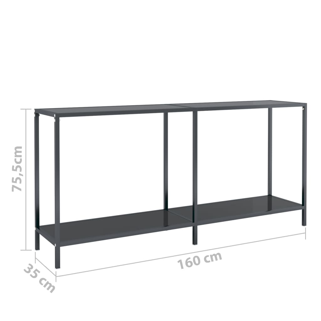 vidaXL Console Table Accent Side Table with Steel Frame Black Tempered Glass-16