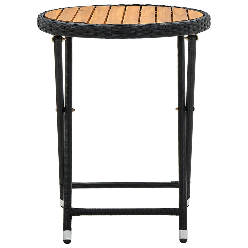 vidaXL Bistro Table Folding Outdoor Side Table Solid Acacia Wood PE Rattan-2