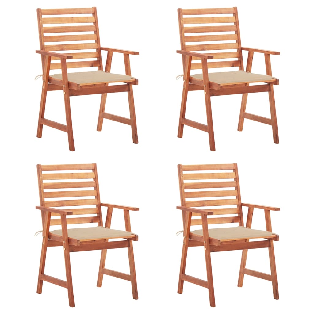 vidaXL Patio Dining Chairs Outdoor Patio Chair with Cushions Solid Wood Acacia-0