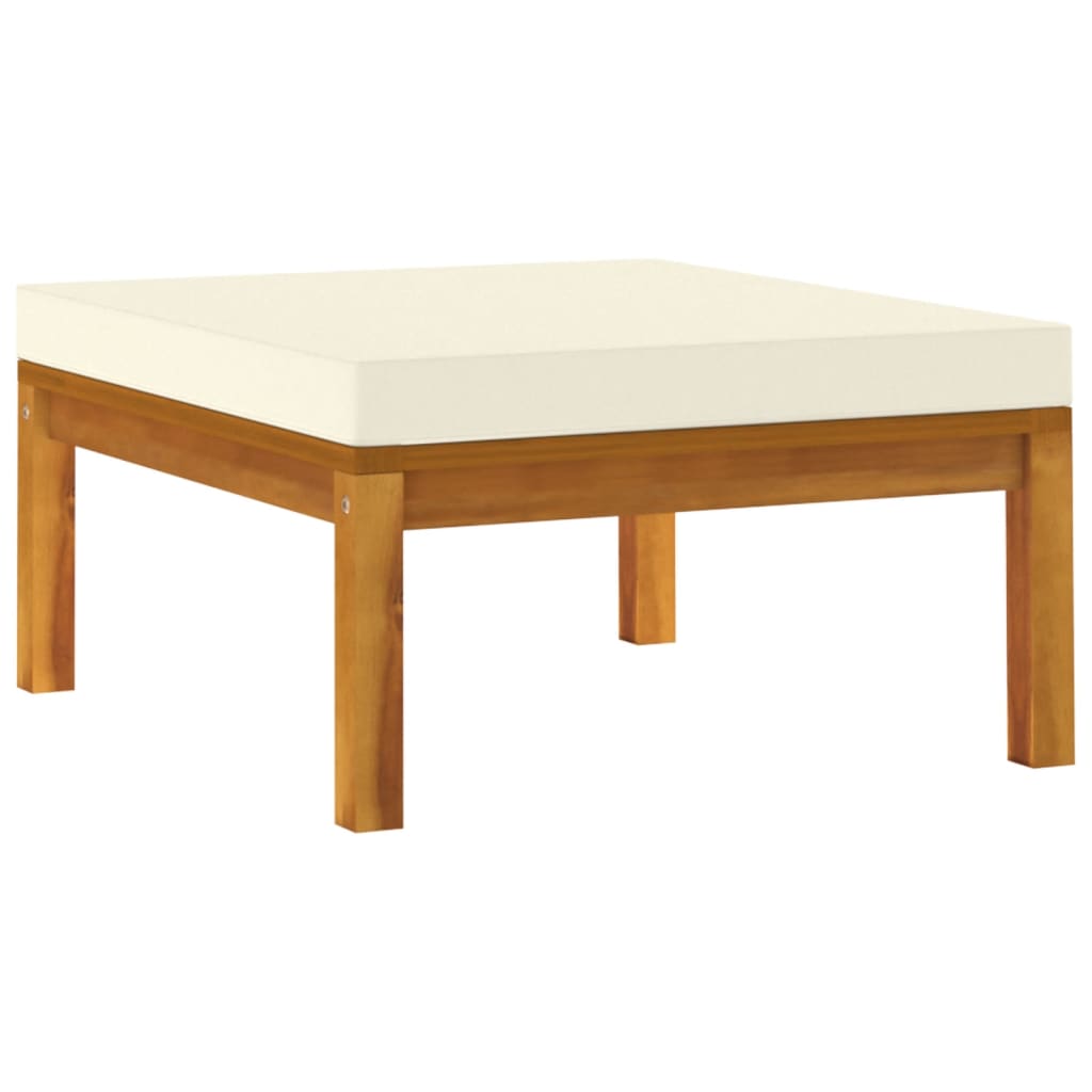 vidaXL 3 Piece Patio Lounge Set with Cream White Cushions Acacia Wood-8