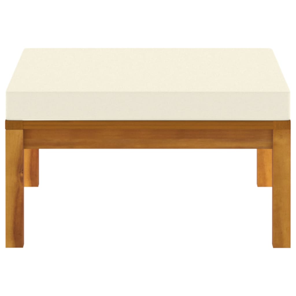 vidaXL 3 Piece Patio Lounge Set with Cream White Cushions Acacia Wood-11