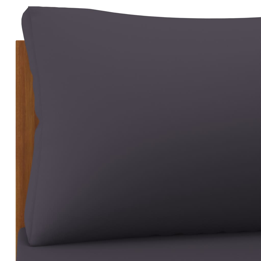 vidaXL Sectional Corner Sofa with Dark Gray Cushions Solid Acacia Wood-5