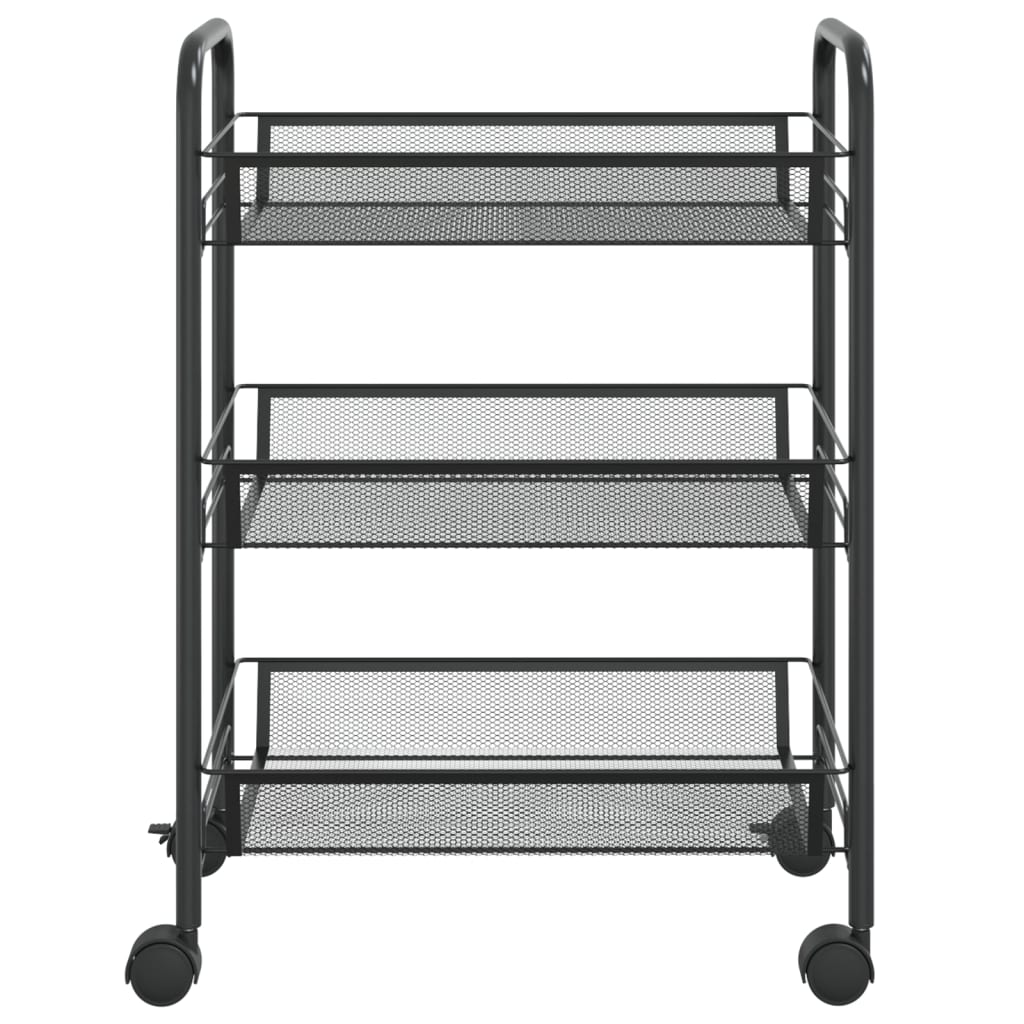 vidaXL Kitchen Trolley Rolling Storage Utility Cart with Mesh Baskets Iron-64