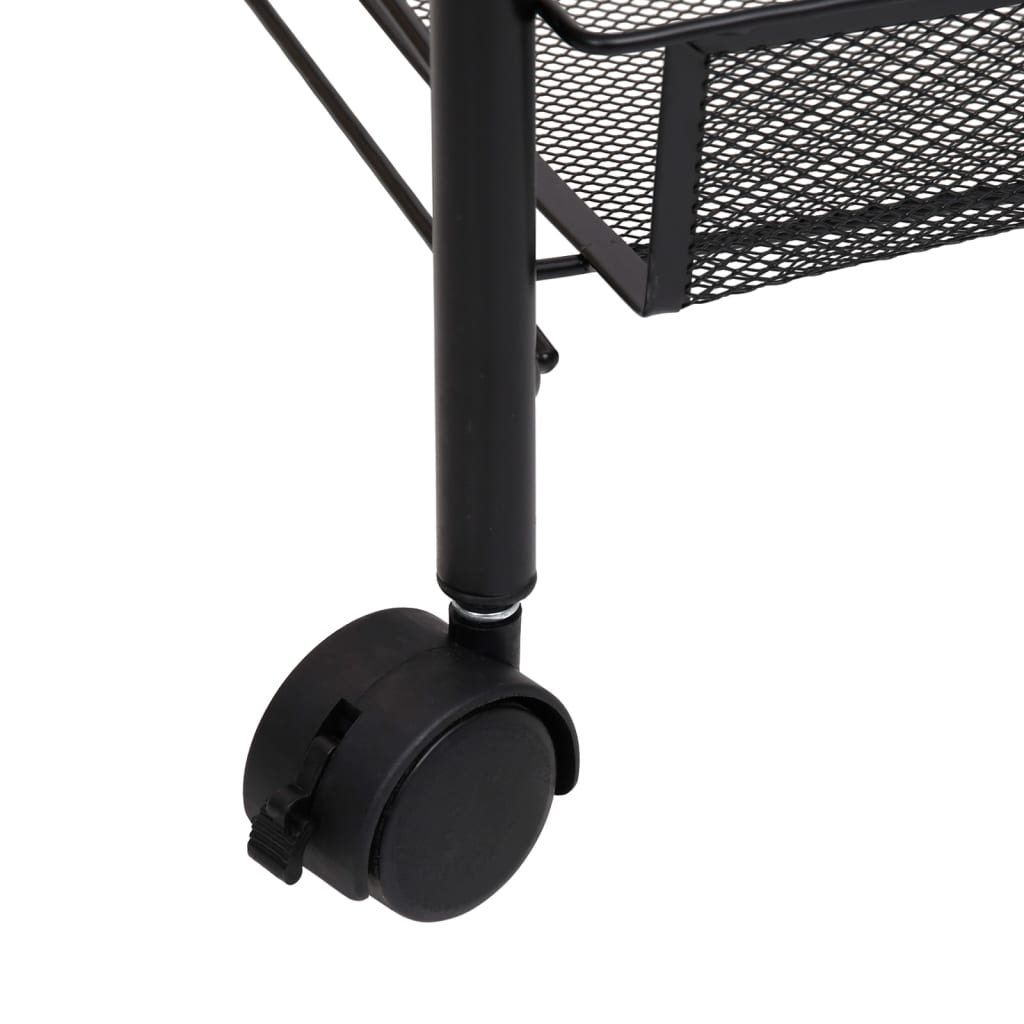 vidaXL Kitchen Trolley Rolling Storage Utility Cart with Mesh Baskets Iron-16
