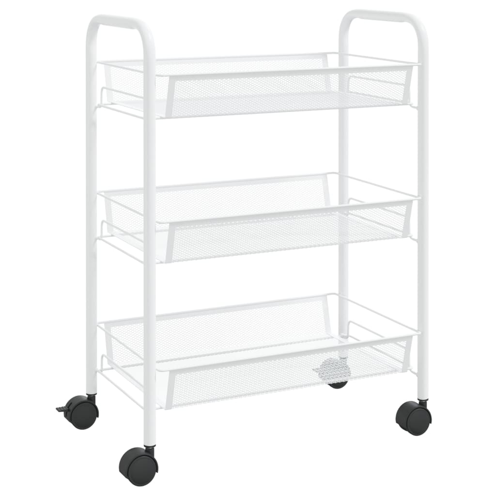 vidaXL Kitchen Trolley Rolling Storage Utility Cart with Mesh Baskets Iron-21