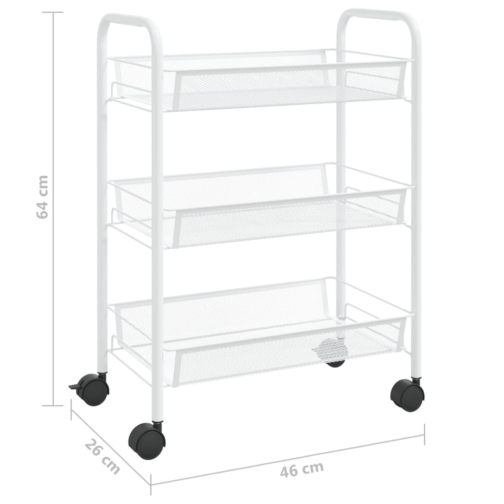 vidaXL Kitchen Trolley Rolling Storage Utility Cart with Mesh Baskets Iron-61