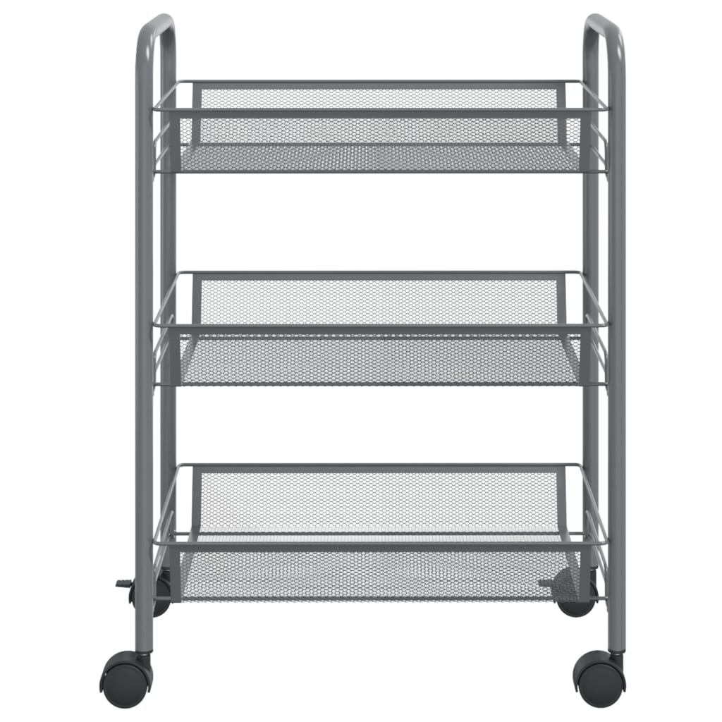vidaXL Kitchen Trolley Rolling Storage Utility Cart with Mesh Baskets Iron-8