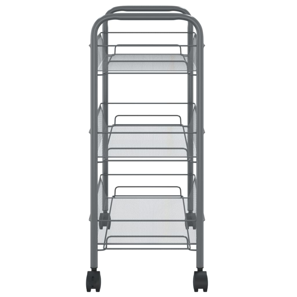 vidaXL Kitchen Trolley Rolling Storage Utility Cart with Mesh Baskets Iron-15