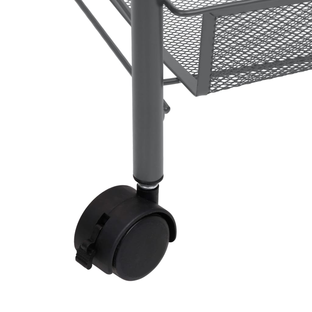 vidaXL Kitchen Trolley Rolling Storage Utility Cart with Mesh Baskets Iron-29