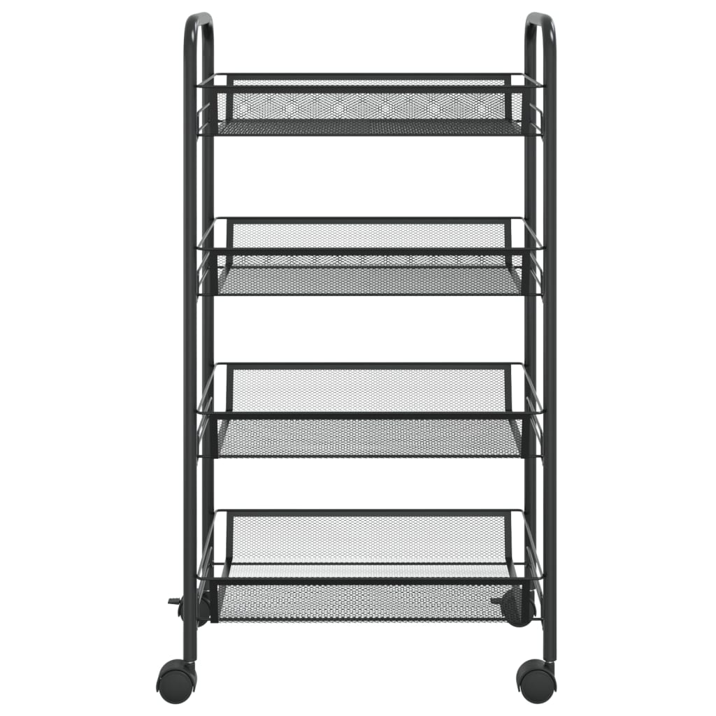 vidaXL Kitchen Trolley Rolling Storage Utility Cart with Mesh Baskets Iron-10