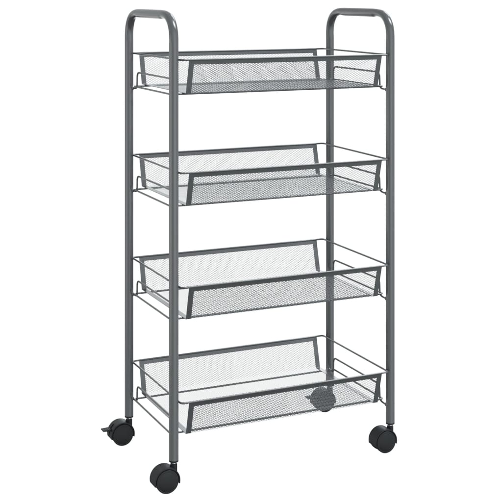 vidaXL Kitchen Trolley Rolling Storage Utility Cart with Mesh Baskets Iron-20