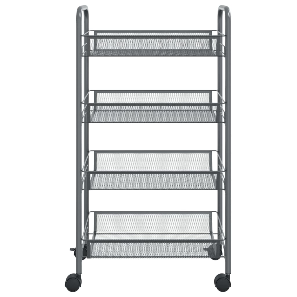 vidaXL Kitchen Trolley Rolling Storage Utility Cart with Mesh Baskets Iron-34