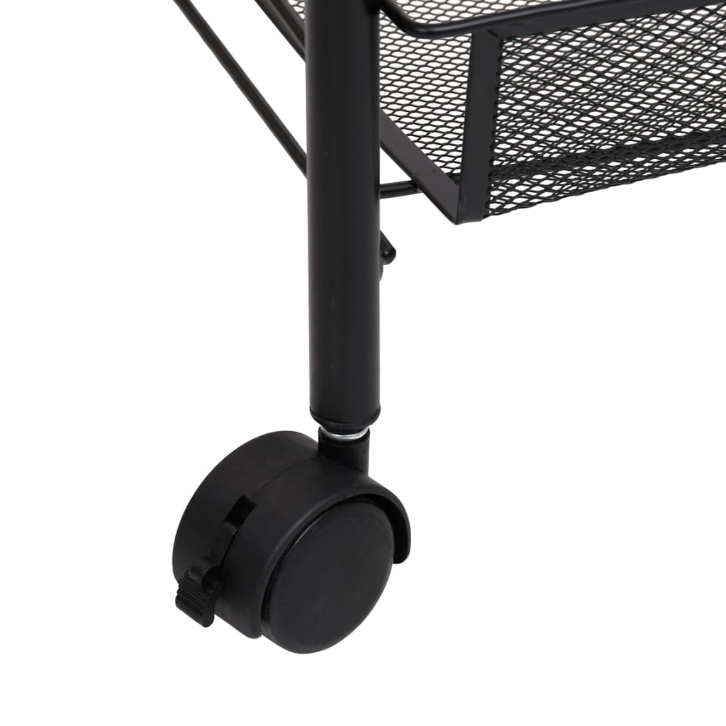 vidaXL Kitchen Trolley Rolling Storage Utility Cart with Mesh Baskets Iron-47