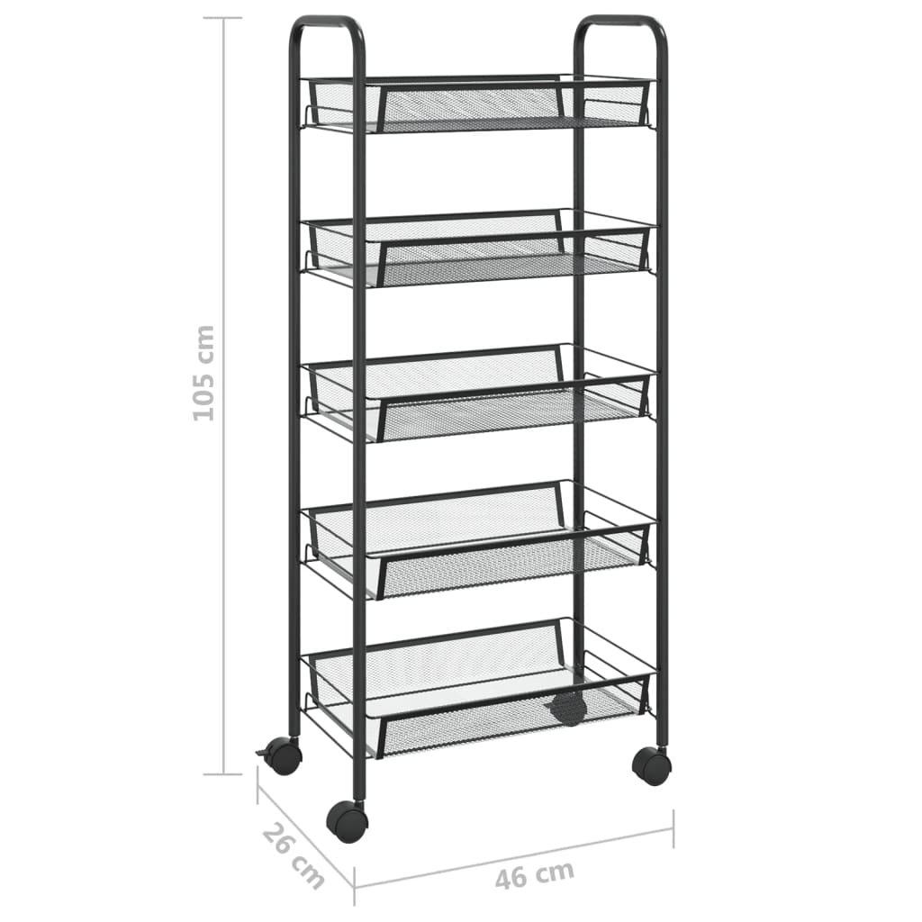 vidaXL Kitchen Trolley Rolling Storage Utility Cart with Mesh Baskets Iron-53