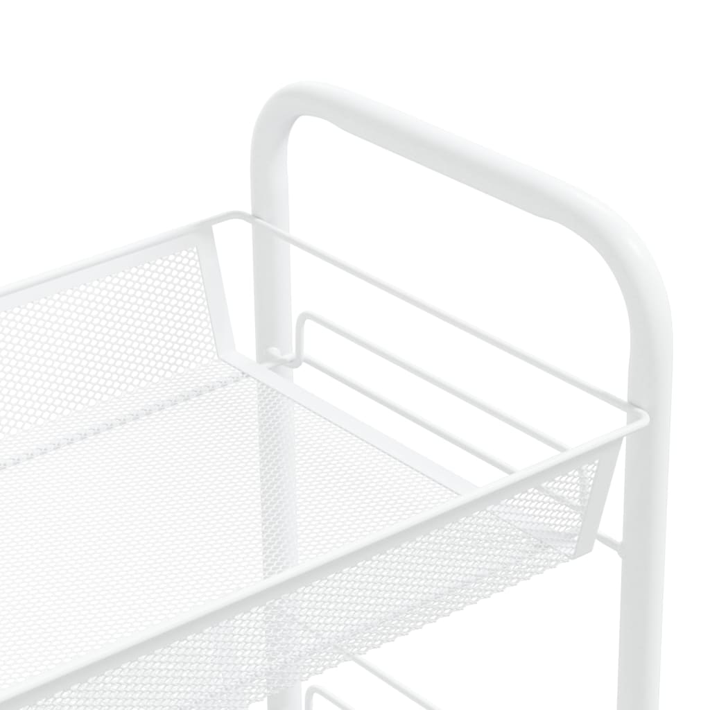 vidaXL Kitchen Trolley Rolling Storage Utility Cart with Mesh Baskets Iron-32