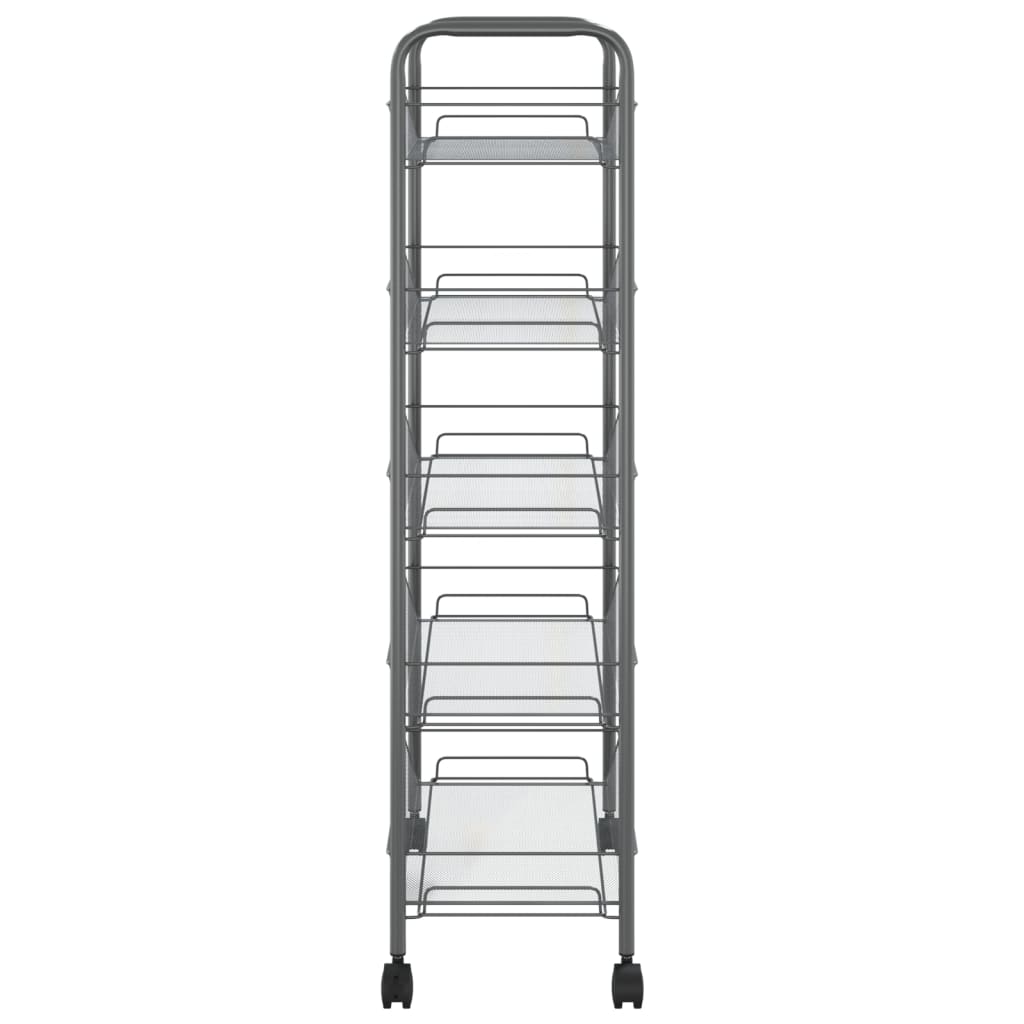 vidaXL Kitchen Trolley Rolling Storage Utility Cart with Mesh Baskets Iron-57