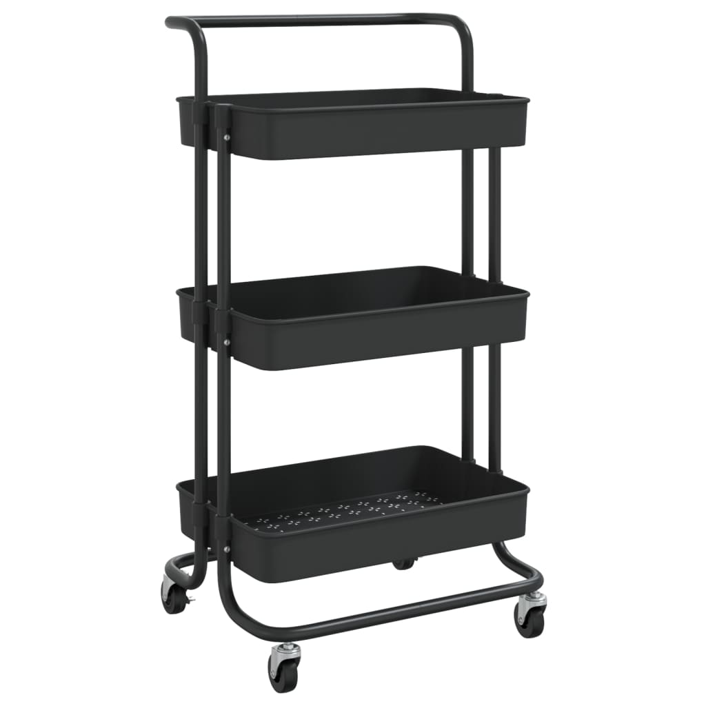 vidaXL 3-Tier Kitchen Trolley Rolling Storage Cart with Wheels Iron and ABS-20