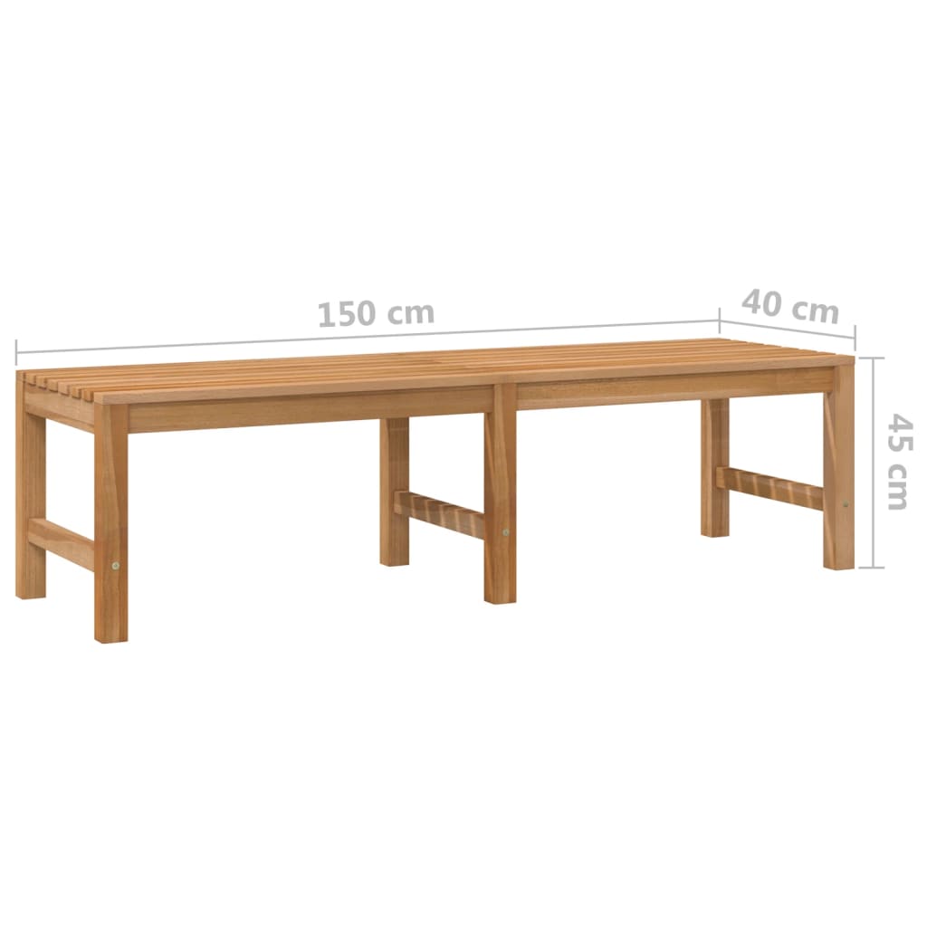 vidaXL Outdoor Patio Bench Garden Bench with Wooden Frame Solid Wood Teak-1