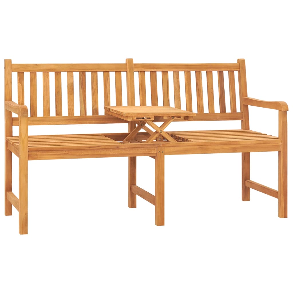 vidaXL 3-Seater Patio Bench with Table 59.1" Solid Teak Wood-0