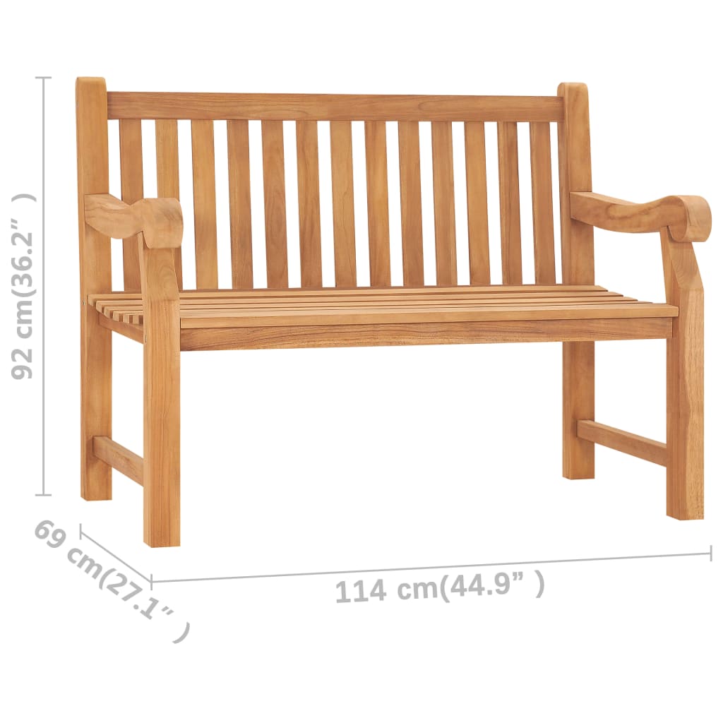vidaXL Outdoor Patio Bench 2-Seater Garden Bench Loveseat Solid Wood Teak-21