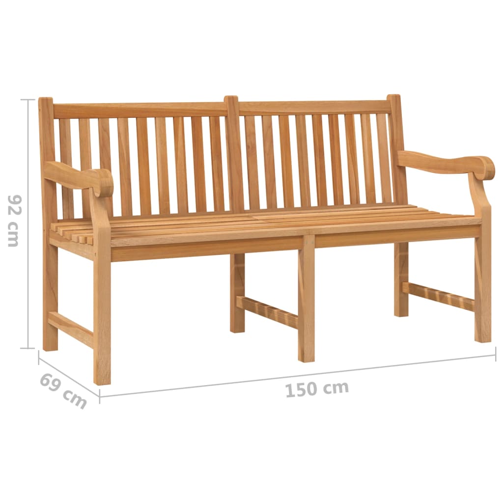 vidaXL Outdoor Patio Bench 2-Seater Garden Bench Loveseat Solid Wood Teak-5