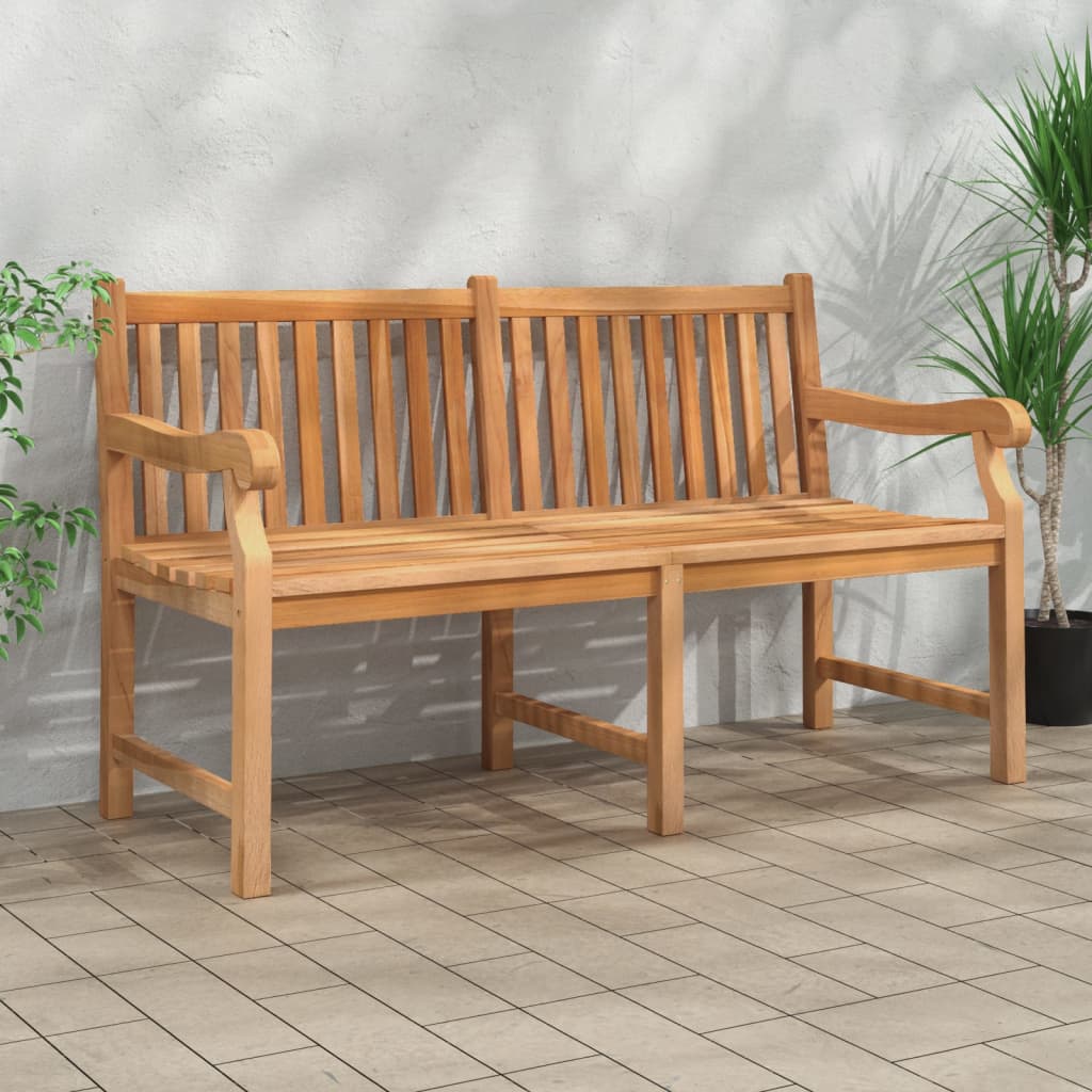 vidaXL Outdoor Patio Bench 2-Seater Garden Bench Loveseat Solid Wood Teak-2
