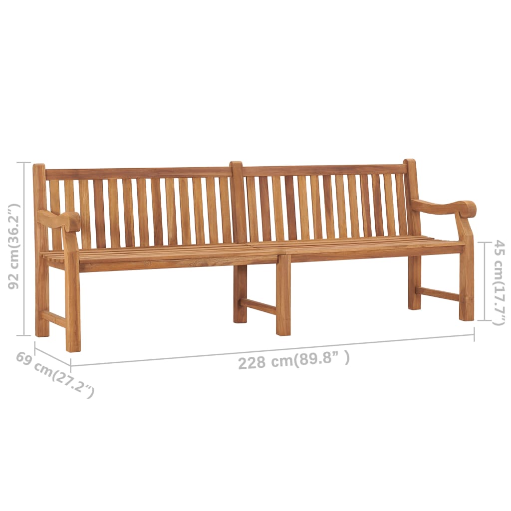 vidaXL Outdoor Patio Bench 2-Seater Garden Bench Loveseat Solid Wood Teak-12