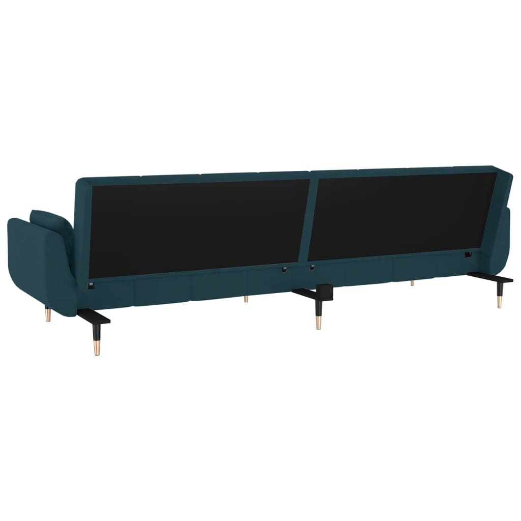 vidaXL 2-Seater Sofa Bed with Two Pillows Blue Velvet-8