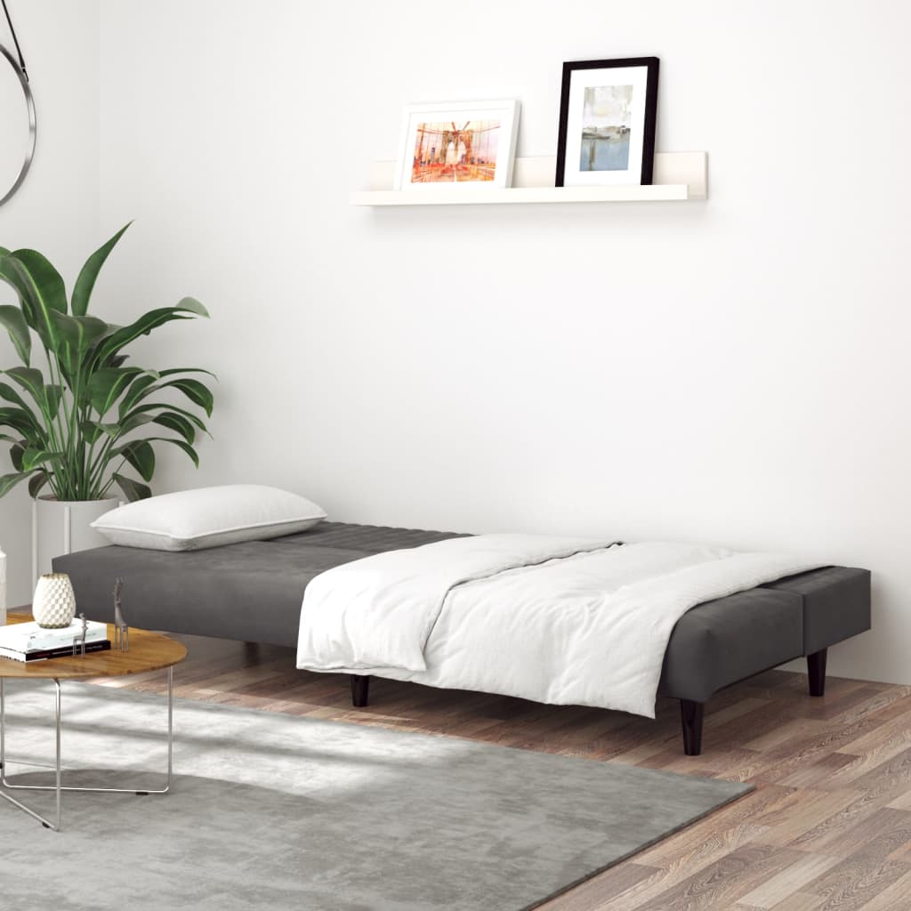 vidaXL 2-Seater Sofa Bed Black Velvet-29