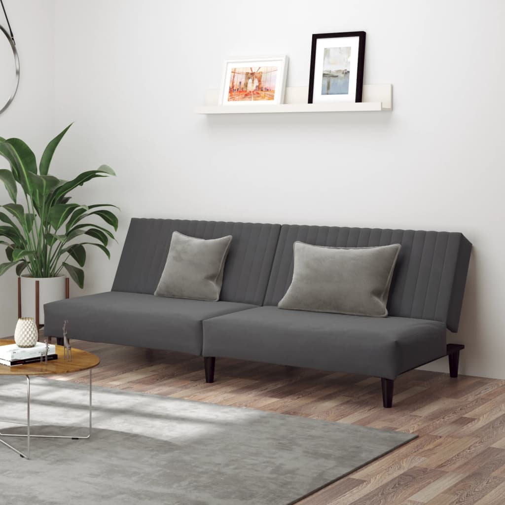 vidaXL 2-Seater Sofa Bed Black Velvet-17