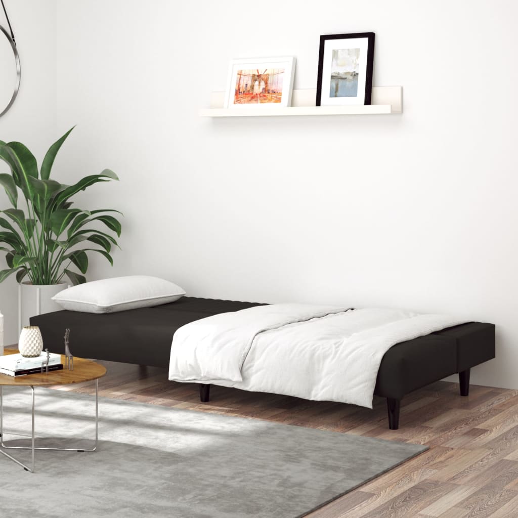 vidaXL 2-Seater Sofa Bed Black Velvet-24