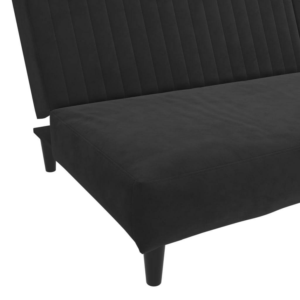 vidaXL 2-Seater Sofa Bed Black Velvet-4