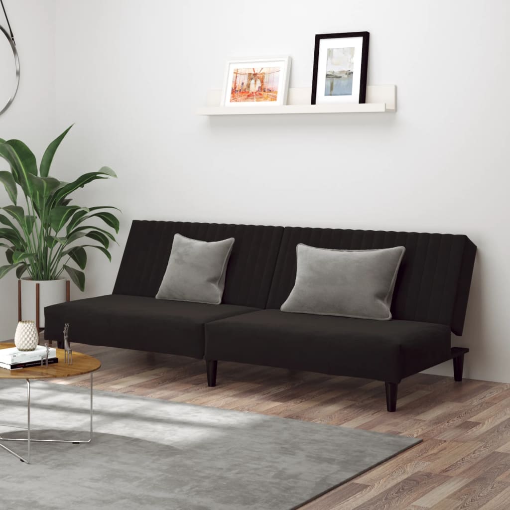 vidaXL 2-Seater Sofa Bed Black Velvet-12
