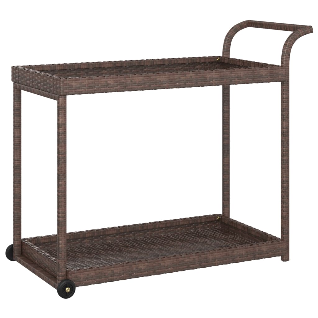 vidaXL Outdoor Bar Cart 2-Tier Serving Cart Rolling Utility Cart PE Rattan-1