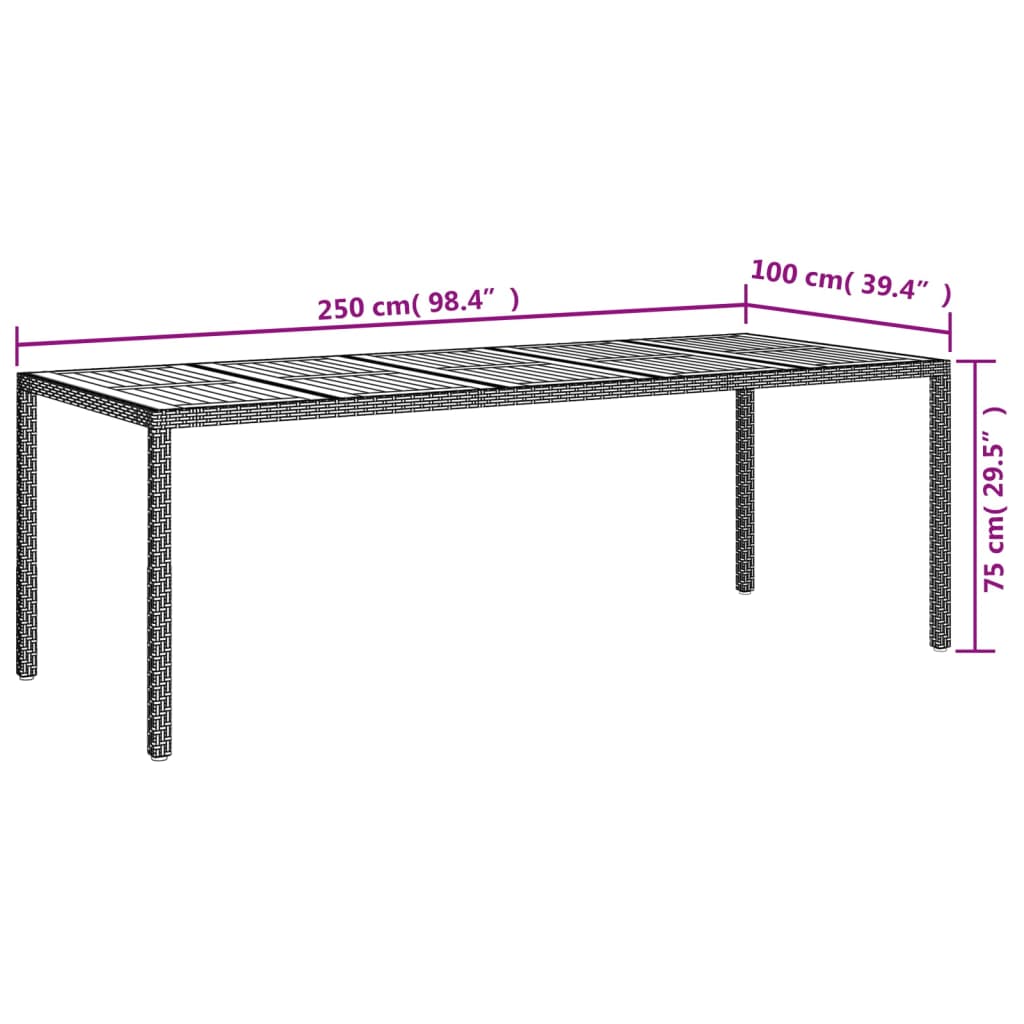 vidaXL Table All Weather Wicker Outdoor Furniture Patio table Poly Rattan-2