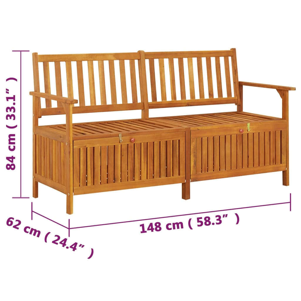 vidaXL Outdoor Storage Bench Deck Box for Patio Furniture Solid Wood Acacia-38